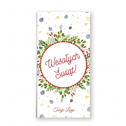 Kartki świąteczne bożonarodzeniowe dla firm - wianek z jemiołą SD.25